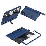 For Samsung Galaxy Z Fold7 5G Shell-membrane Integrated Hinge All-around Leather Folding Phone Case(Blue)