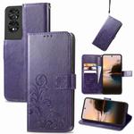 For TCL 40 Nxtpaper Four-leaf Clasp Embossed Buckle Leather Phone Case(Purple)