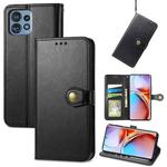 For Motorola Edge 40 Pro Retro Solid Color Buckle Leather Phone Case(Black)