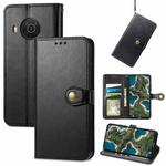 For Nokia X10 / X20 Retro Solid Color Buckle Leather Phone Case(Black)