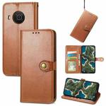 For Nokia X10 / X20 Retro Solid Color Buckle Leather Phone Case(Brown)