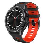 For Samsung Galaxy Watch 6 Classic 43mm 20mm Two-color Silicone Watch Band(Black + Red)