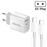 PD30W USB-C / Type-C + QC3.0 USB Dual Port Charger with 1m Type-C to Type-C Data Cable, EU Plug