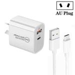 PD30W USB-C / Type-C + QC3.0 USB Dual Port Charger with 1m USB to Type-C Data Cable, AU Plug