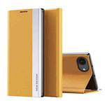 For iPhone 16e Side Electroplated Adsorption Leather Phone Case(Yellow)