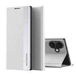 For iPhone 17 Side Electroplated Adsorption Leather Phone Case(Silver)