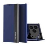 For iPhone 17 Pro Side Electroplated Adsorption Leather Phone Case(Dark Blue)