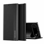 For iPhone 17 Air Side Electroplated Adsorption Leather Phone Case(Black)