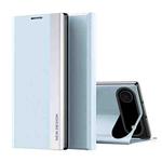 For iPhone 17 Air Side Electroplated Adsorption Leather Phone Case(Light Blue)