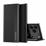 For iPhone 17 Pro Max Side Electroplated Adsorption Leather Phone Case(Black)