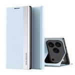 For iPhone 17 Pro Max Side Electroplated Adsorption Leather Phone Case(Light Blue)