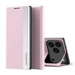 For iPhone 17 Pro Max Side Electroplated Adsorption Leather Phone Case(Pink)