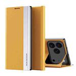 For iPhone 17 Pro Max Side Electroplated Adsorption Leather Phone Case(Yellow)
