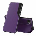 For iPhone 16e Side Display Flip Leather Phone Case(Purple)