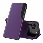 For iPhone 17 Pro Max Side Display Flip Leather Phone Case(Purple)
