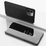 For iPhone 16 Pro Plated Mirror Horizontal Flip Leather Phone Case with Holder(Black)