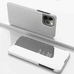 For iPhone 16 Pro Max Plated Mirror Horizontal Flip Leather Phone Case with Holder(Silver)