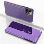 For iPhone 16 Pro Max Plated Mirror Horizontal Flip Leather Phone Case with Holder(Purple Blue)