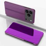 For iPhone 17 Pro Max Plated Mirror Horizontal Flip Leather Phone Case with Holder(Purple)