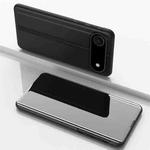 For iPhone 17 Air Plated Mirror Horizontal Flip Leather Phone Case with Holder(Black)