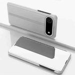 For iPhone 17 Air Plated Mirror Horizontal Flip Leather Phone Case with Holder(Silver)