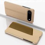 For iPhone 17 Air Plated Mirror Horizontal Flip Leather Phone Case with Holder(Gold)