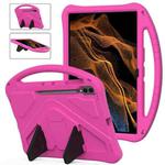 For Samsung Galaxy Tab S8 Ultra EVA Shockproof Tablet Case with Holder(Rose Red)