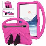 For Samgsung Galaxy Tab S10 FE 11 EVA Shockproof Tablet Case with Holder(Rose Red)