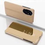 For Honor 200 Plated Mirror Horizontal Flip Leather Phone Case with Holder(Gold)