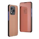 For Honor 400  Lite Plated Mirror Horizontal Flip Leather Phone Case with Holder(Rose  Gold)