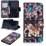 3D Colored Drawing Pattern Horizontal Flip Leather Case for Samsung Galaxy S9, with Holder & Card Slots & Wallet(Two Elephants)