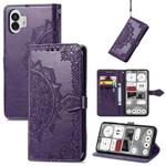 For Nothing Phone 2 Mandala Flower Embossed Leather Phone Case(Purple)