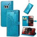 For Nothing Phone 2a Mandala Flower Embossed Leather Phone Case(Blue)