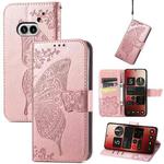 For Nothing Phone 2a Butterfly Love Flower Embossed Leather Phone Case(Rose Gold)