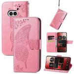 For Nothing Phone 2a Butterfly Love Flower Embossed Leather Phone Case(pink)