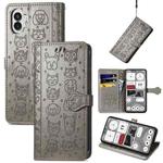 For Nothing Phone 2 Cat and Dog Embossed Leather Phone Case(Grey)