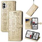 For Nothing Phone 2 Cat and Dog Embossed Leather Phone Case(Gold)
