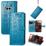 For Nothing Phone 2a Cat and Dog Embossed Leather Phone Case(Blue)