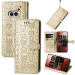 For Nothing Phone 2a Cat and Dog Embossed Leather Phone Case(Gold)