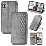For Nothing Phone 2 Cubic Grid Pressed Magnetic Leather Phone Case(Grey)