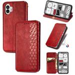 For Nothing Phone 2 Cubic Grid Pressed Magnetic Leather Phone Case(Red)