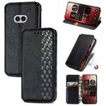 For Nothing Phone 2a Cubic Grid Pressed Magnetic Leather Phone Case(Black)