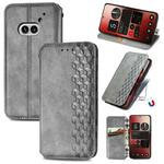 For Nothing Phone 2a Cubic Grid Pressed Magnetic Leather Phone Case(Grey)