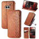 For Nothing Phone 2a Cubic Grid Pressed Magnetic Leather Phone Case(Brown)