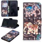 3D Colored Drawing Pattern Horizontal Flip Leather Case for Samsung Galaxy S9 Plus, with Holder & Card Slots & Wallet(Two Elephants)