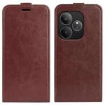 For Realme GT 6 5G R64 Texture Single Vertical Flip Leather Phone Case(Brown)