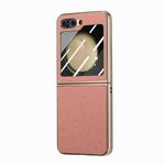 For Samsung Galaxy Z Flip5 5G Electroplated Back Screen Integrated Litchi Texture Phone Case(Pink)