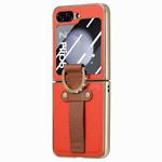 For Samsung Galaxy Z Flip5 5G Brilliant Plating PC Back Screen Integrated Ring Phone Case(Orange)