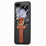 For Samsung Galaxy Z Flip5 5G Brilliant Plating PC Back Screen Integrated Ring Phone Case(Black)