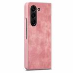 For  Samsung Galaxy Z Fold5 5G Integrated Film Retro Skin Feel Fold Leather Phone Case(Pink)